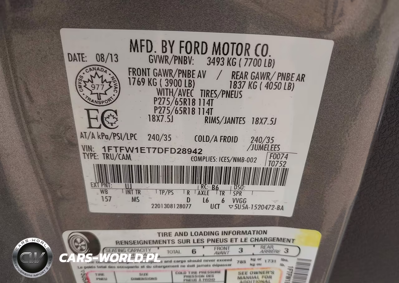 2013 Ford F-150 Xlt VIN:1FTFW1ET7DFD28942 - 9