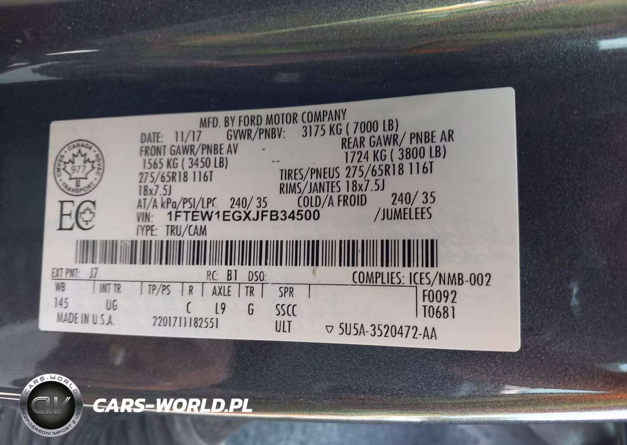 2018 Ford F-150 Xlt VIN:1FTEW1EGXJFB34500 - 9