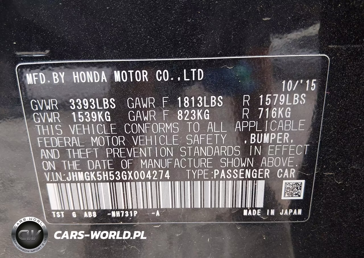 2016 Honda Fit Lx VIN:JHMGK5H53GX004274 - 9