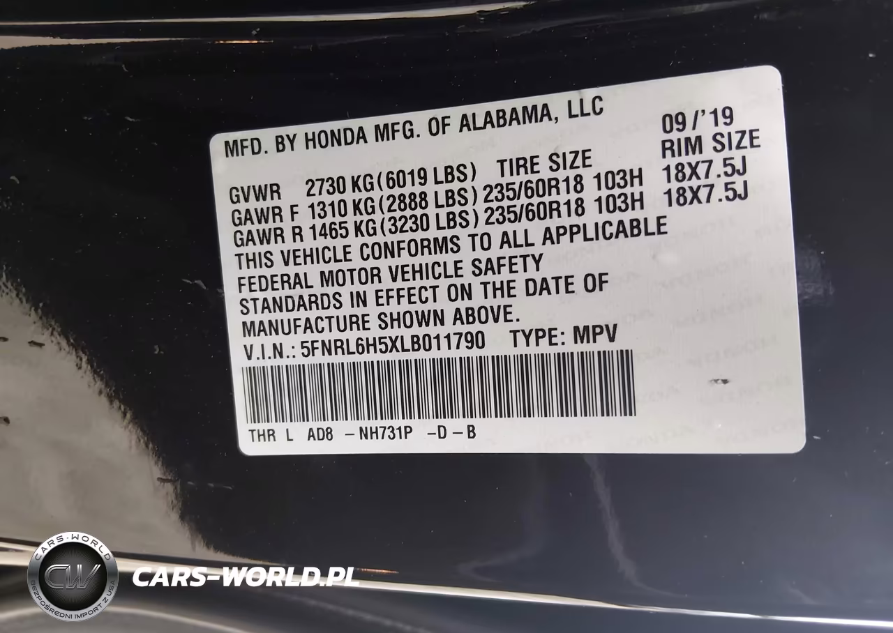 2020 Honda Odyssey Ex VIN:5FNRL6H5XLB011790 - 9