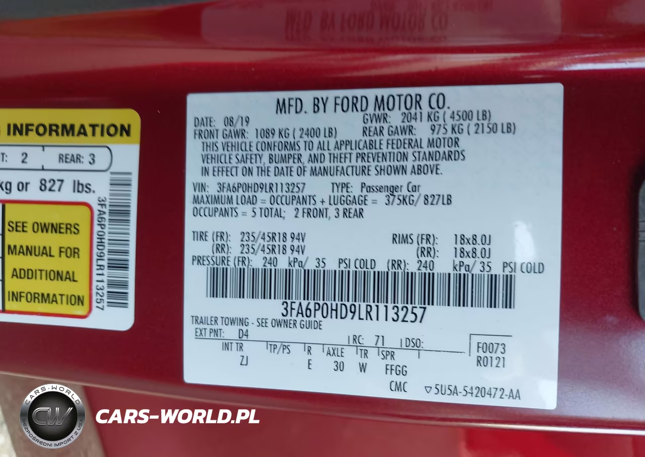 2020 Ford Fusion Se VIN:3FA6P0HD9LR113257 - 9