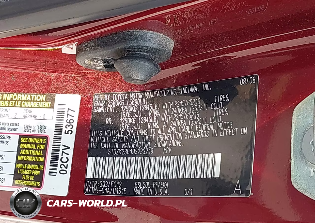 2009 Toyota Sienna Le VIN:5TDZK23C19S233219 - 9