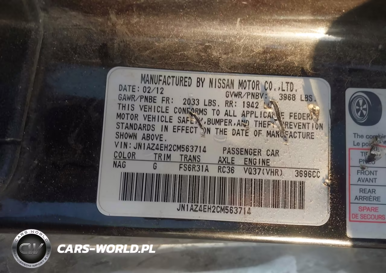 2012 Nissan 370Z Touring VIN:JN1AZ4EH2CM563714 - 9