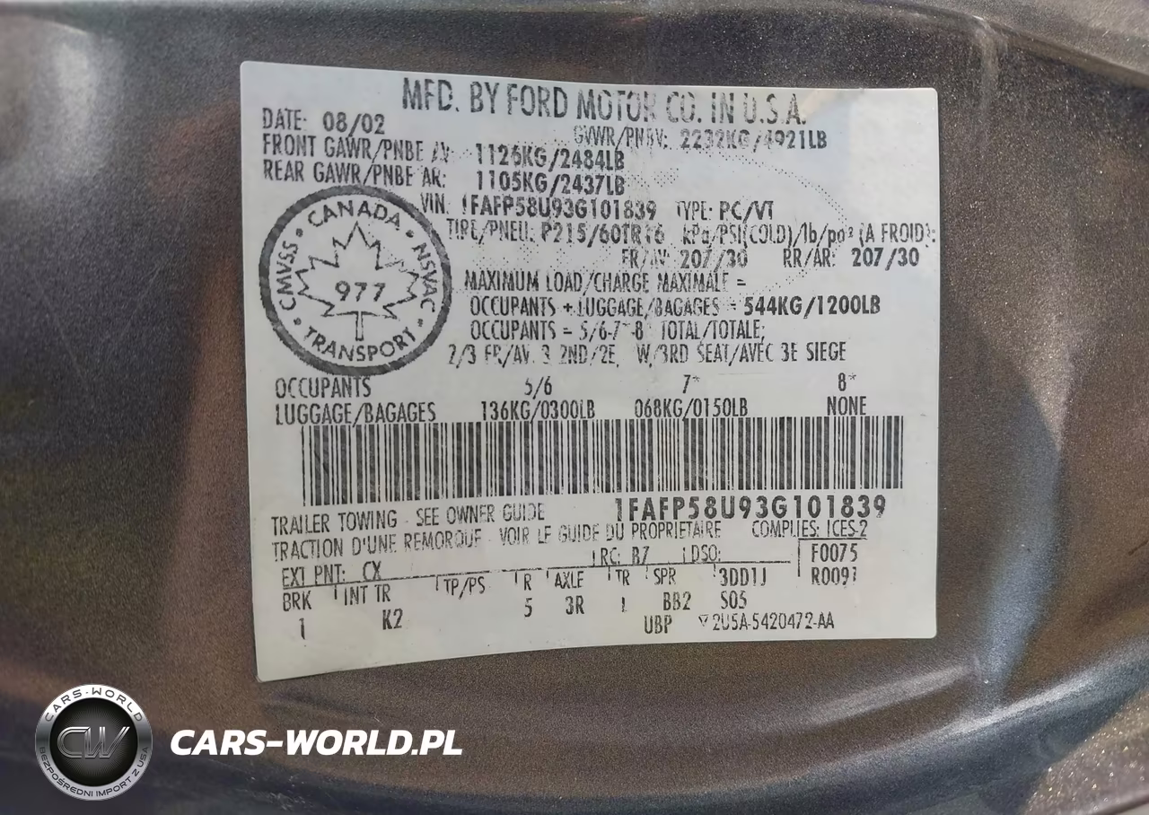 2003 Ford Taurus Se VIN:1FAFP58U93G101839 - 9
