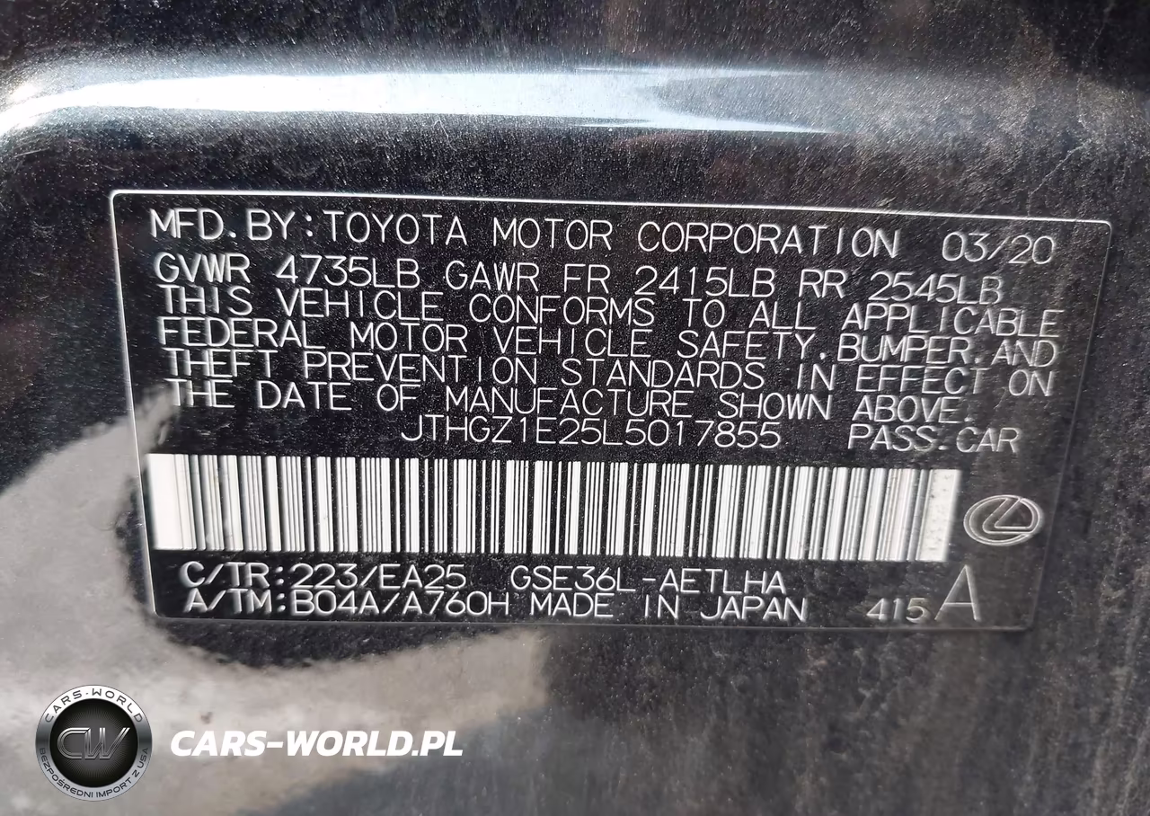2020 Lexus Is 350 VIN:JTHGZ1E25L5017855 - 9