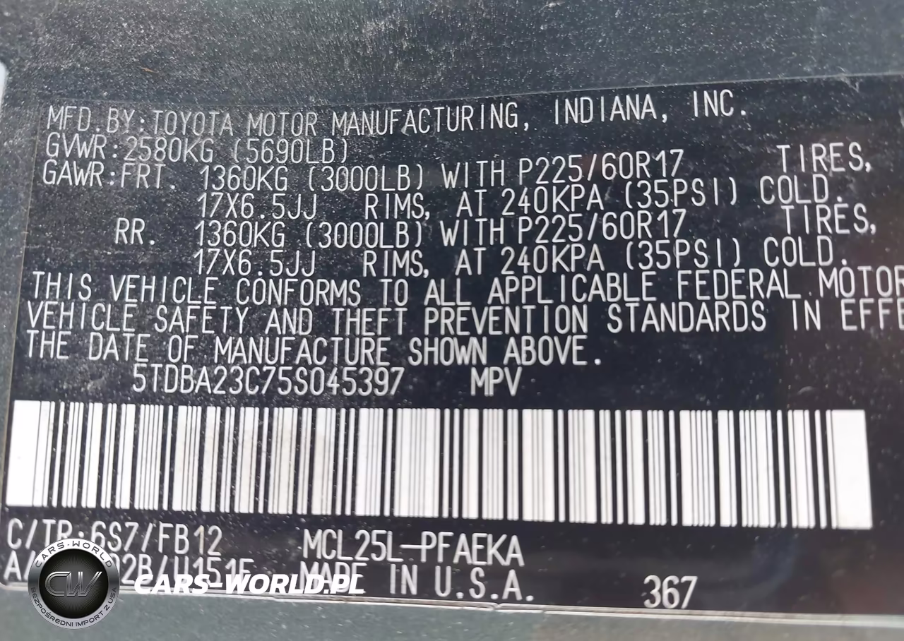 2005 Toyota Sienna Le VIN:5TDBA23C75S045397 - 9