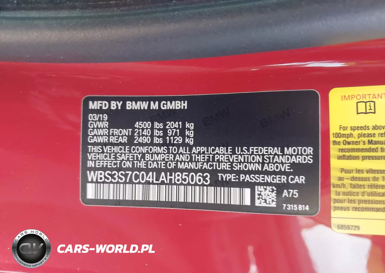 2020 BMW M4 Cs VIN:WBS3S7C04LAH85063 - 9