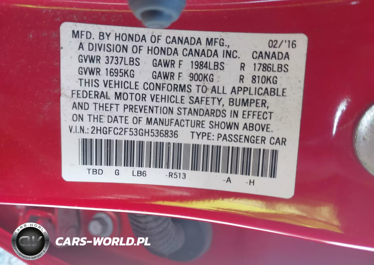 2016 Honda Civic Lx VIN:2HGFC2F53GH536836 - 9