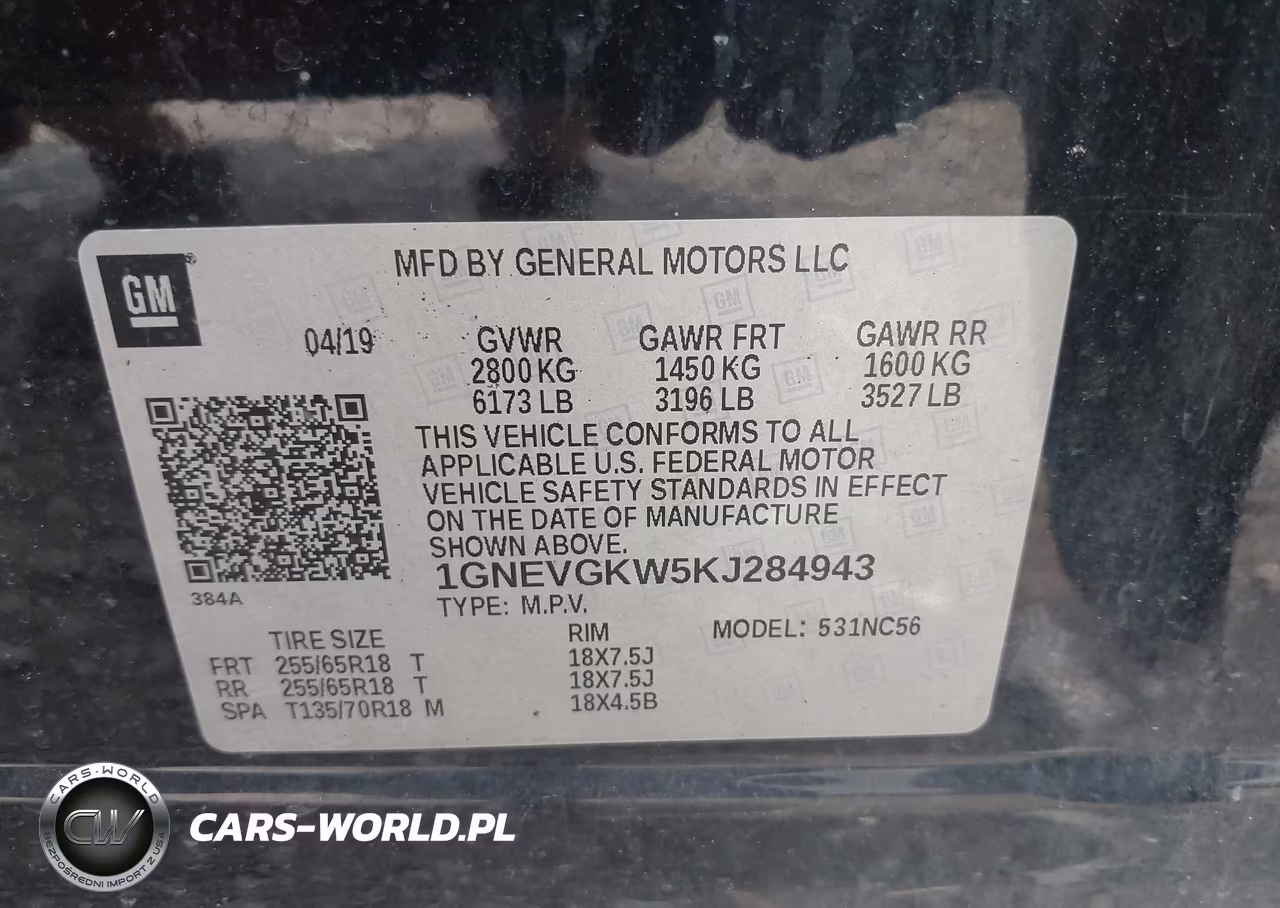 2019 Chevrolet Traverse 1Lt VIN:1GNEVGKW5KJ284943 - 9