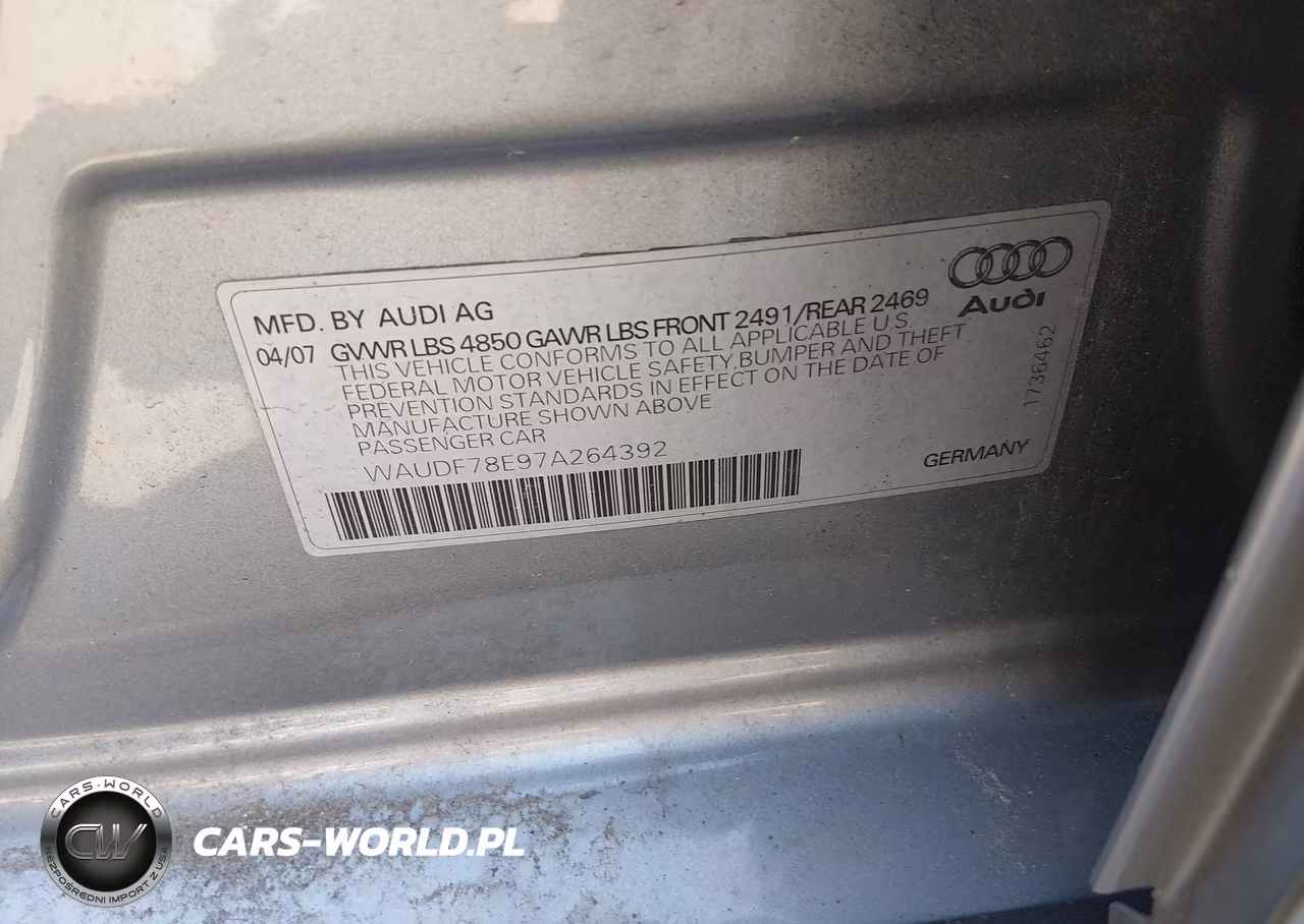 2007 Audi A4 2.0T VIN:WAUDF78E97A264392 - 9