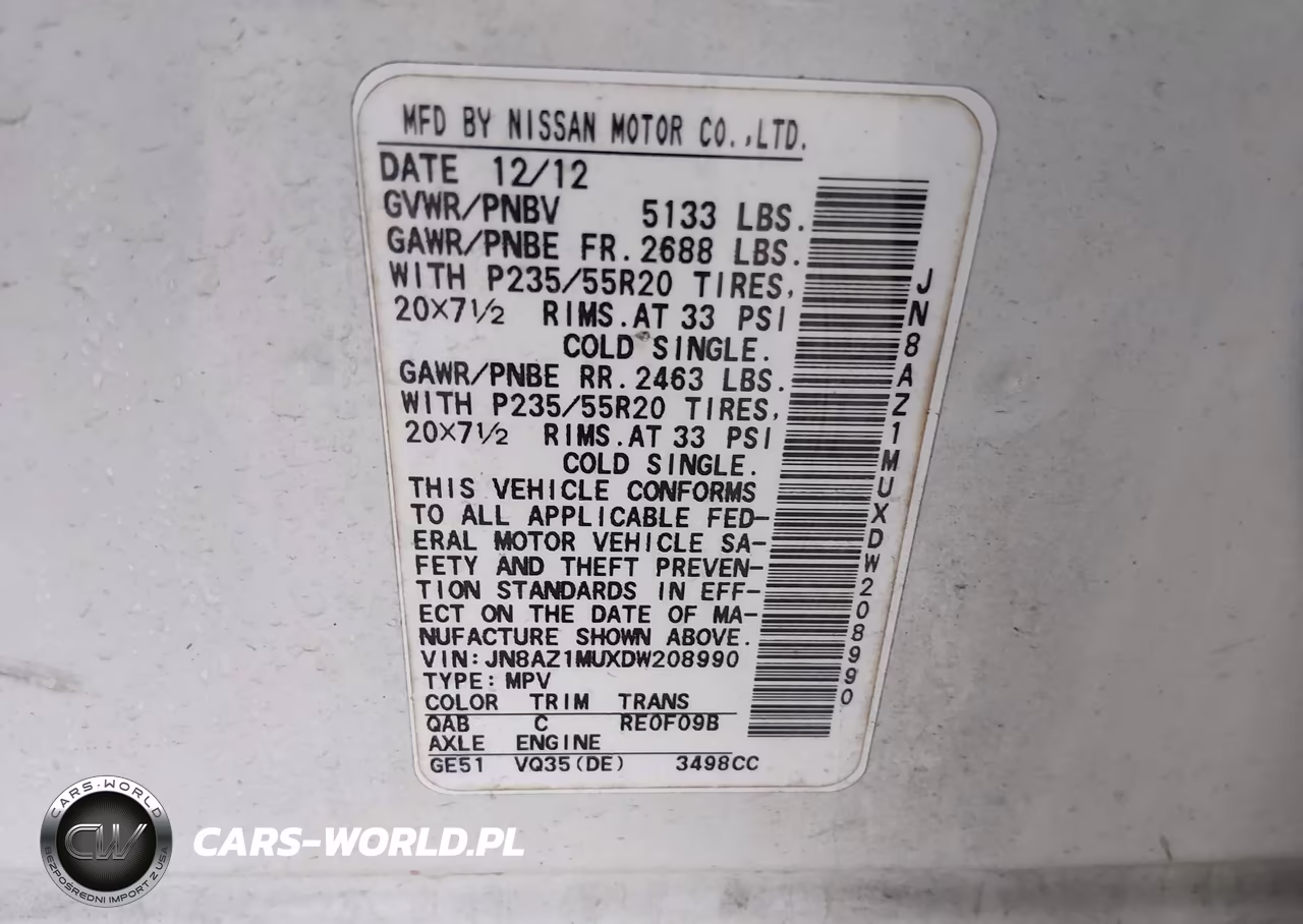 2013 Nissan Murano Le VIN:JN8AZ1MUXDW208990 - 9