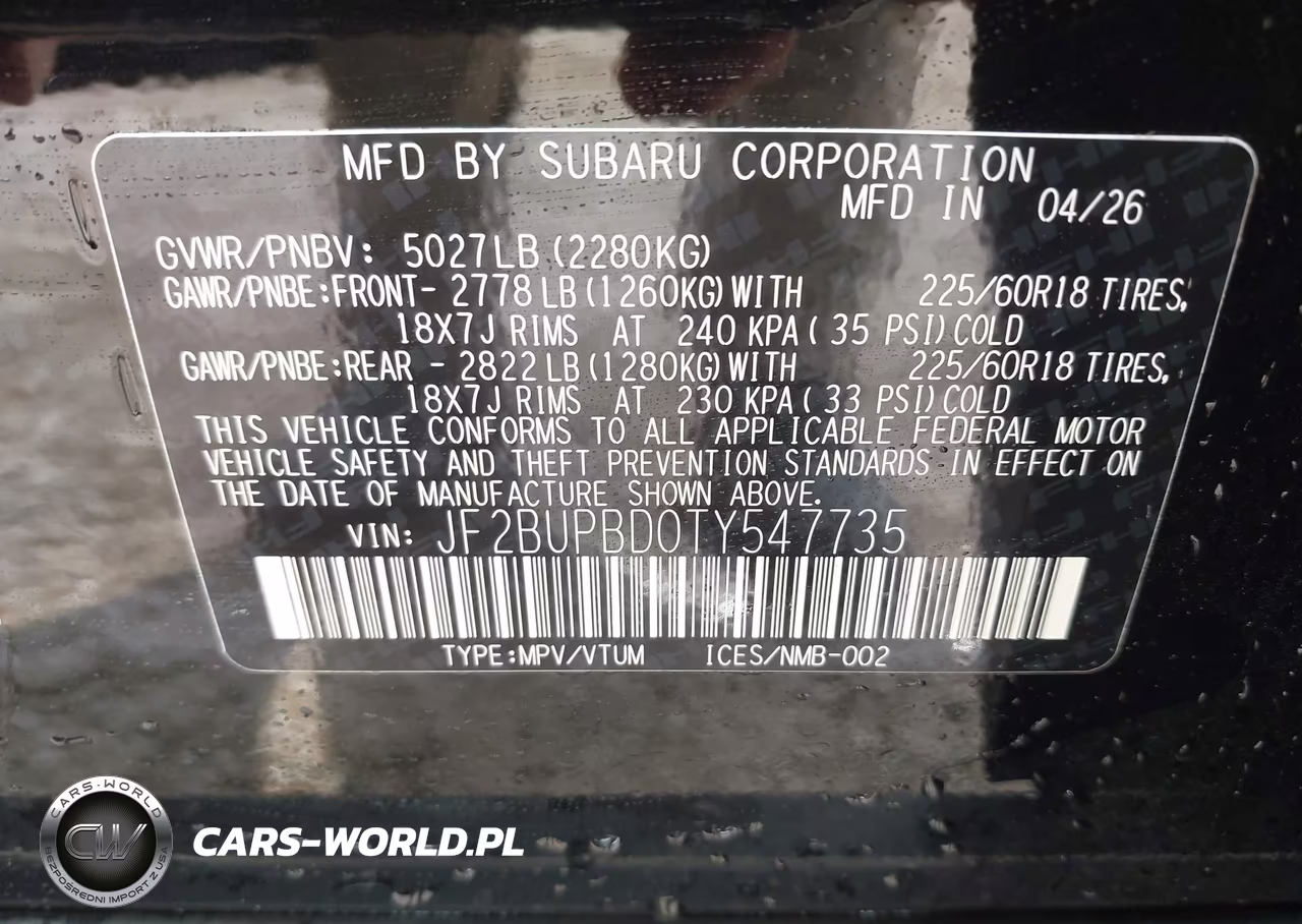 2026 Subaru Outback Premium VIN:JF2BUPBD0TY547735 - 9
