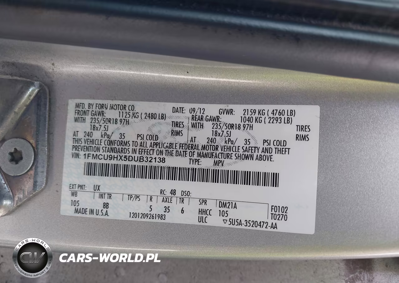 2013 Ford Escape Sel VIN:1FMCU9HX5DUB32138 - 9