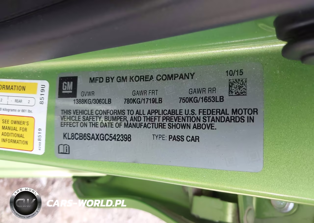 2016 Chevrolet Spark Ls Cvt VIN:KL8CB6SAXGC542398 - 9
