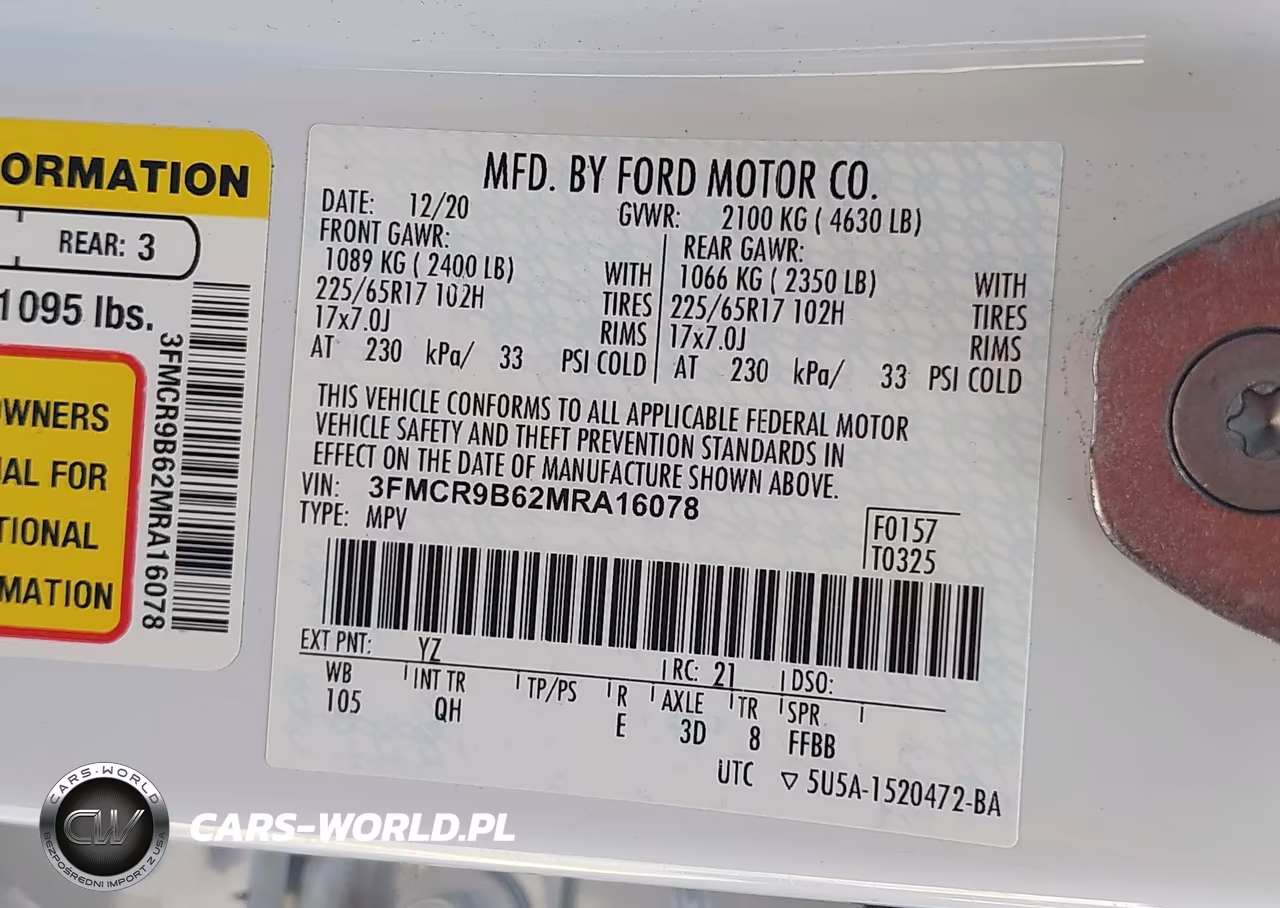 2021 Ford Bronco Sport Big Bend VIN:3FMCR9B62MRA16078 - 9