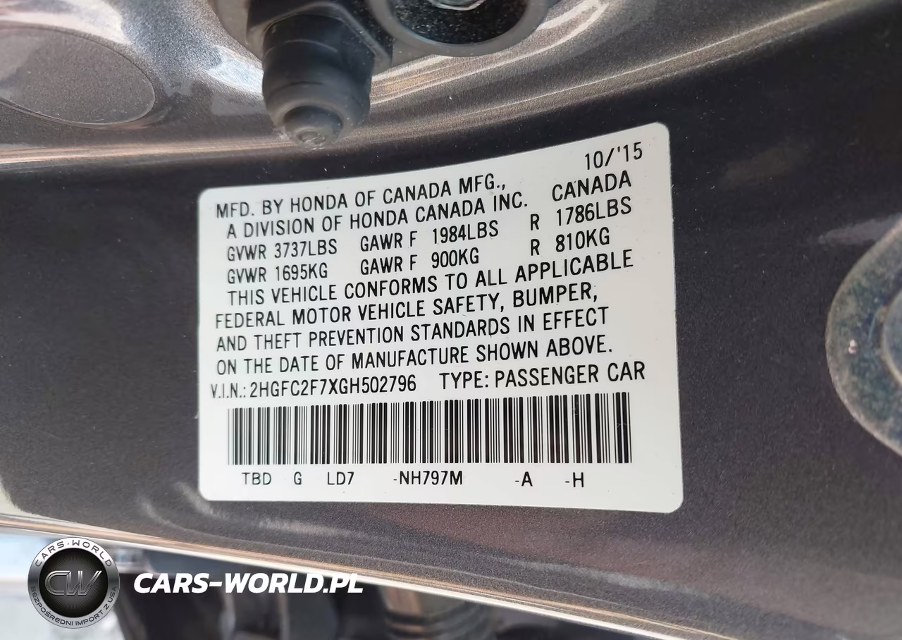 2016 Honda Civic Ex VIN:2HGFC2F7XGH502796 - 8