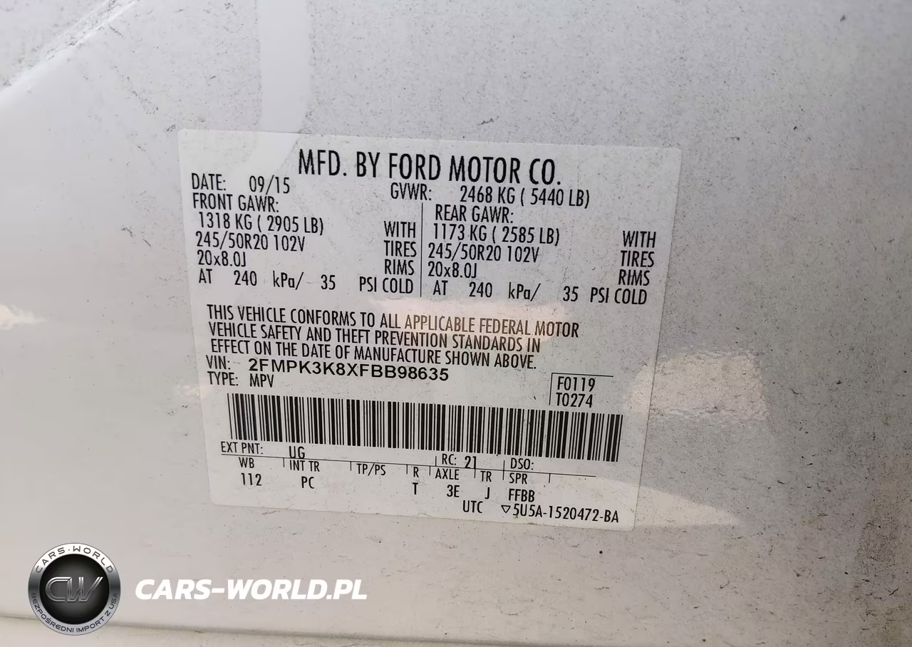 2015 Ford Edge Titanium VIN:2FMPK3K8XFBB98635 - 9