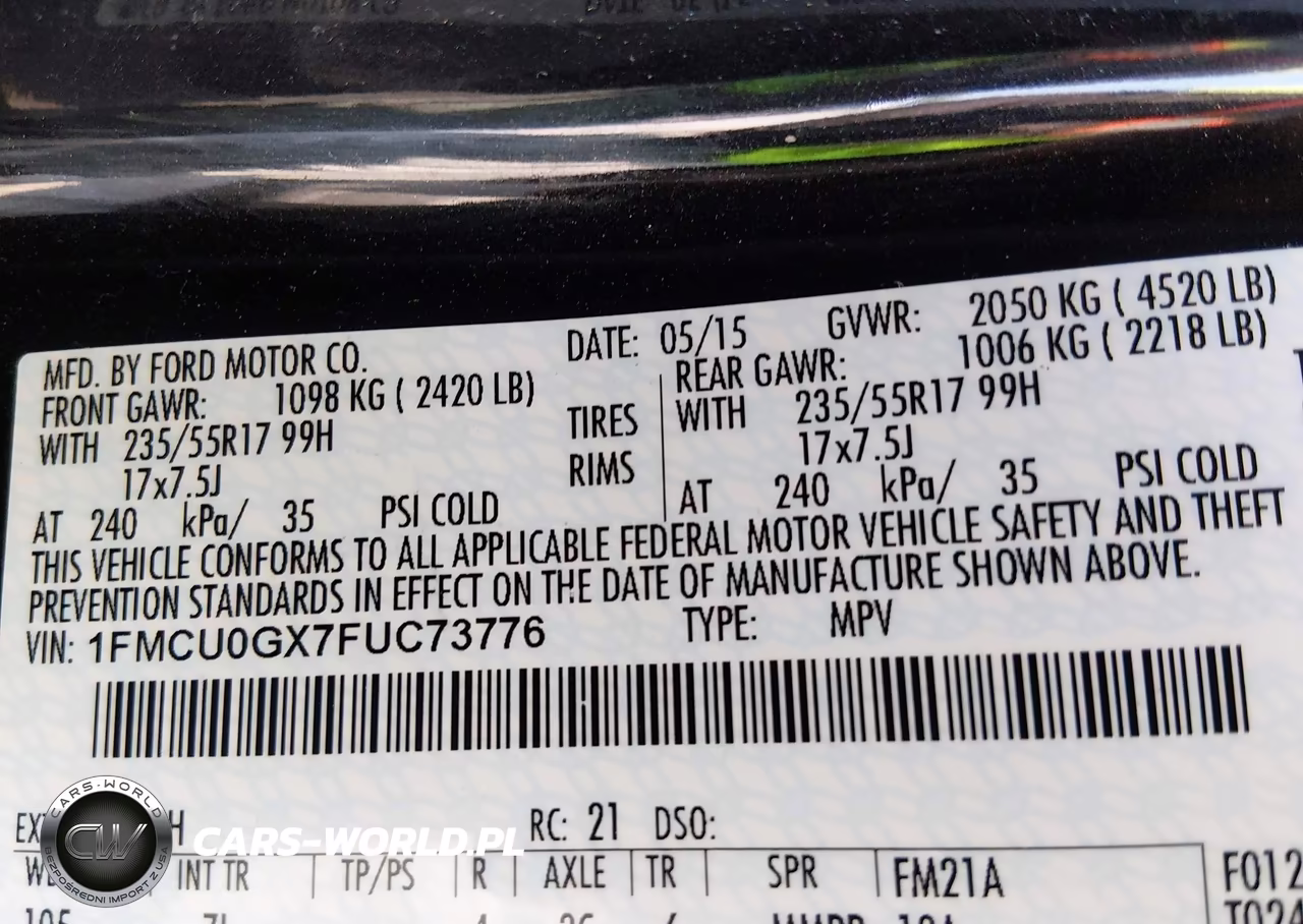 2015 Ford Escape Se VIN:1FMCU0GX7FUC73776 - 9