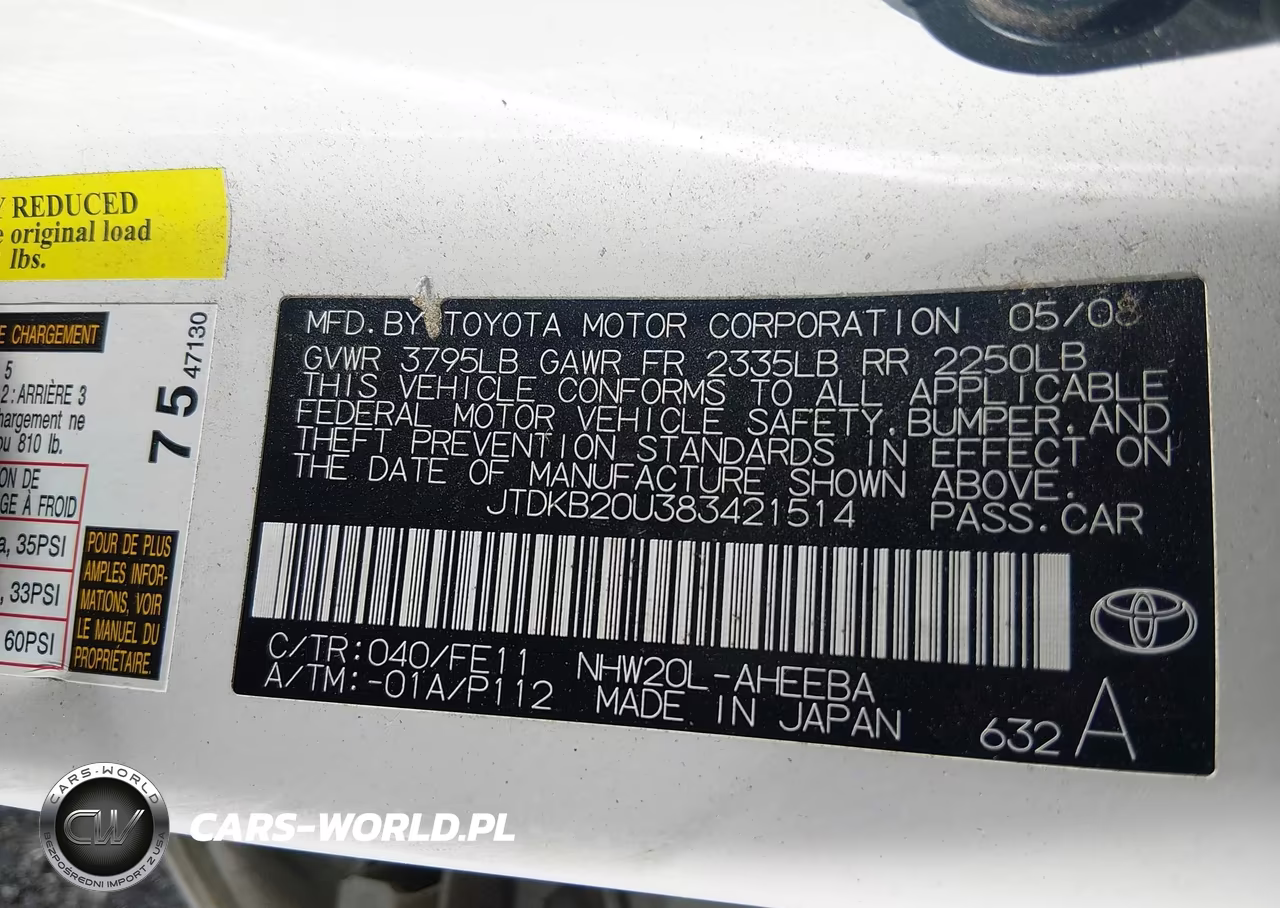 2008 Toyota Prius VIN:JTDKB20U383421514 - 9
