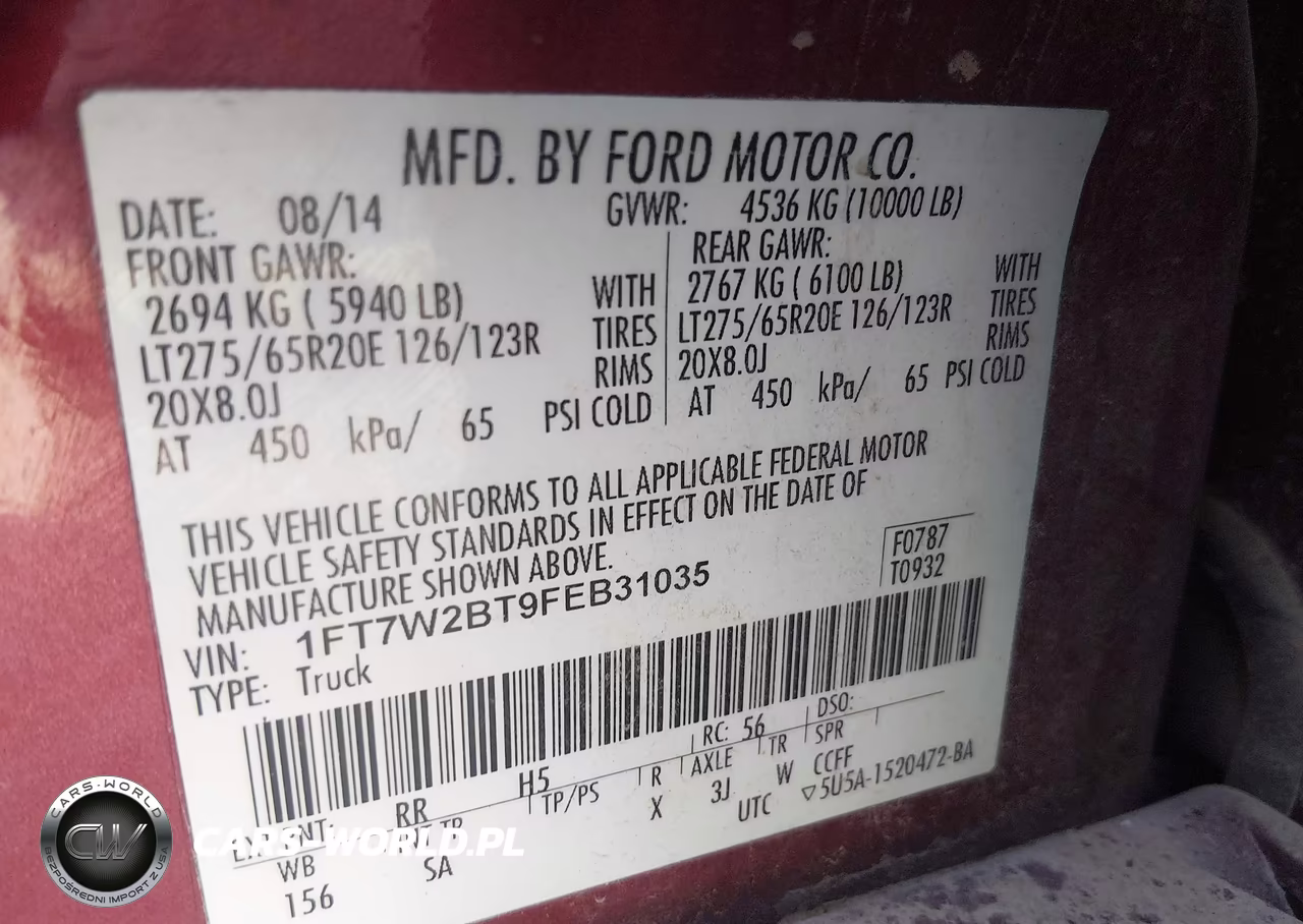 2015 Ford F-250 Lariat VIN:1FT7W2BT9FEB31035 - 9