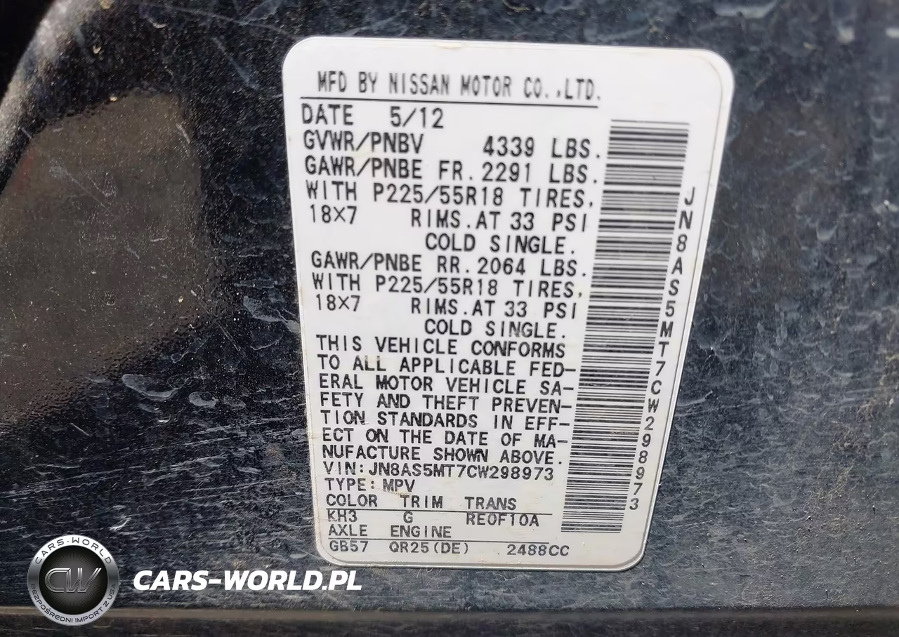 2012 Nissan Rogue Sv W-Sl Pkg VIN:JN8AS5MT7CW298973 - 9