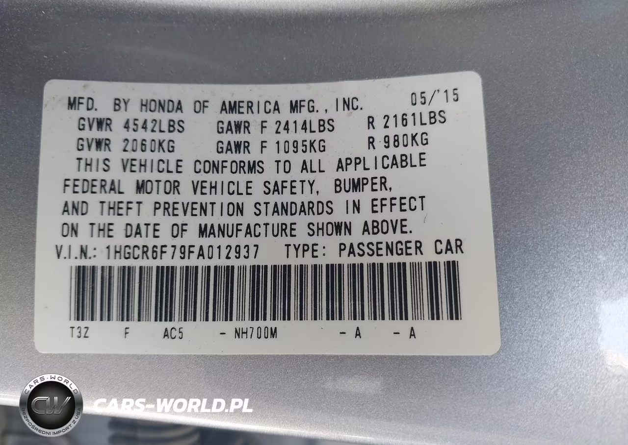 2015 Honda Accord Hybrid Touring VIN:1HGCR6F79FA012937 - 9