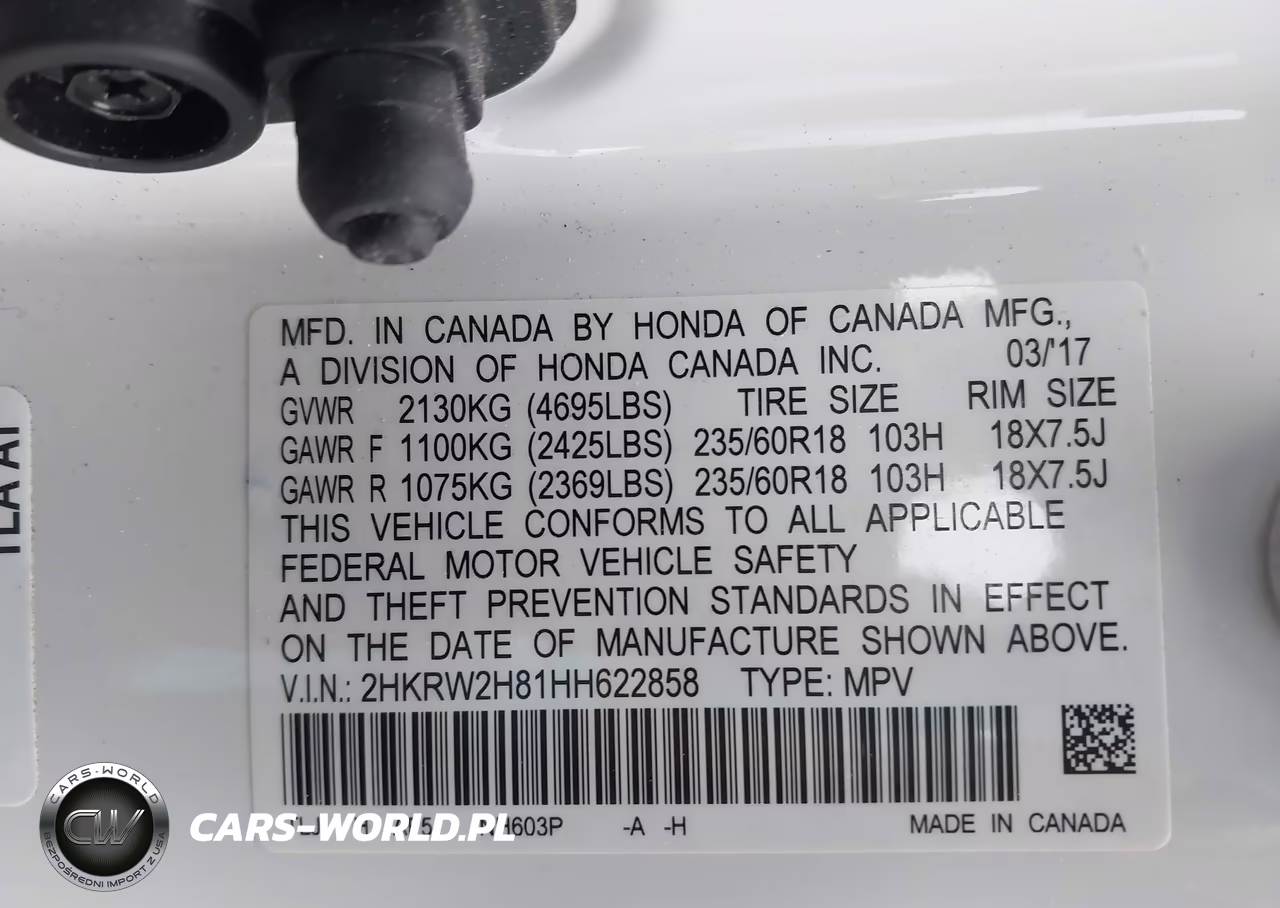 2017 Honda Cr-V Ex-L-Ex-L Navi VIN:2HKRW2H81HH622858 - 9