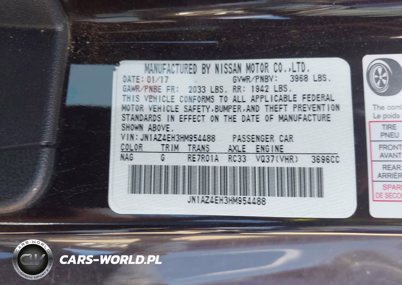 2017 Nissan 370Z Touring VIN:JN1AZ4EH3HM954488 - 9