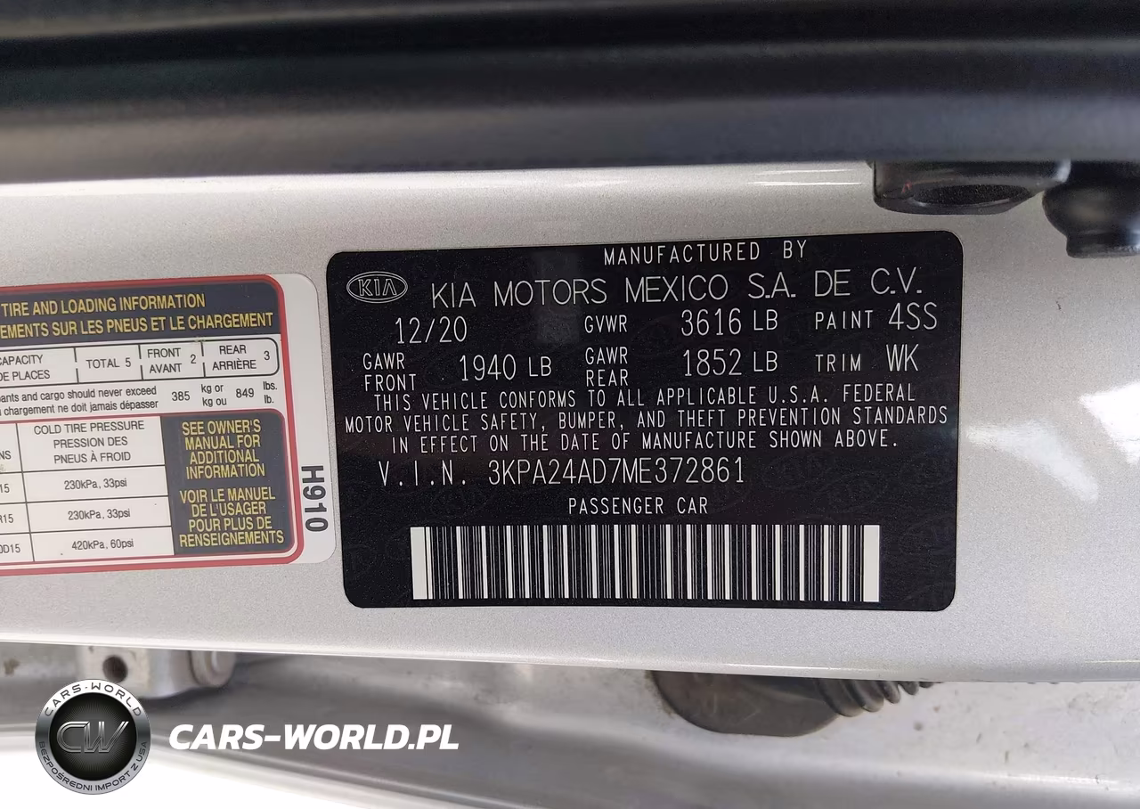 2021 Kia Rio Lx VIN:3KPA24AD7ME372861 - 9