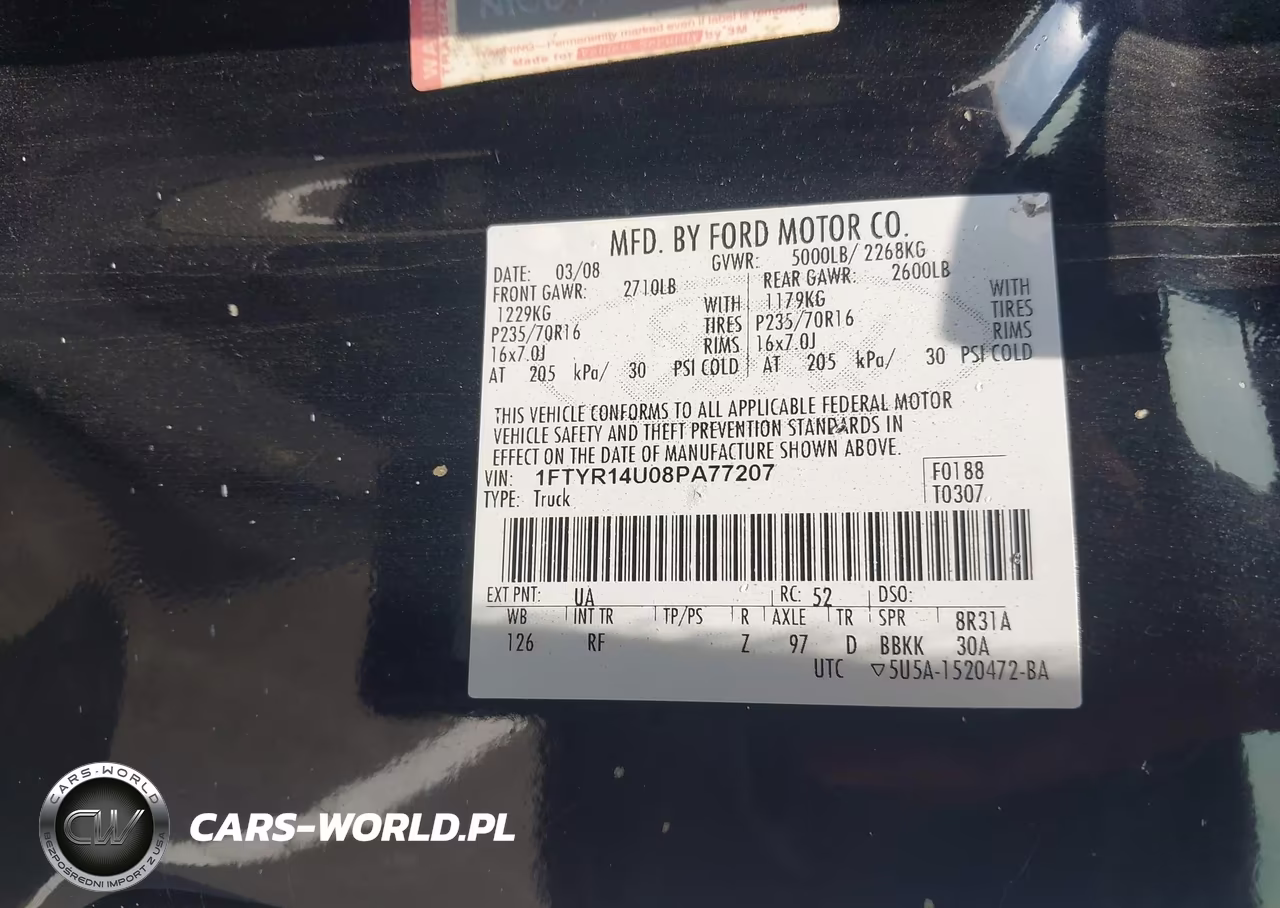 2008 Ford Ranger Sport VIN:1FTYR14U08PA77207 - 9