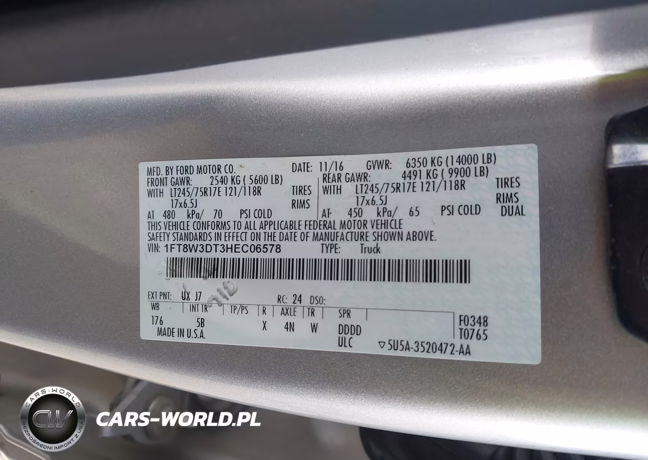 2017 Ford F-350 Lariat VIN:1FT8W3DT3HEC06578 - 9