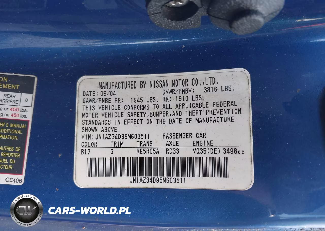 2005 Nissan 350Z Enthusiast VIN:JN1AZ34D95M603511 - 9