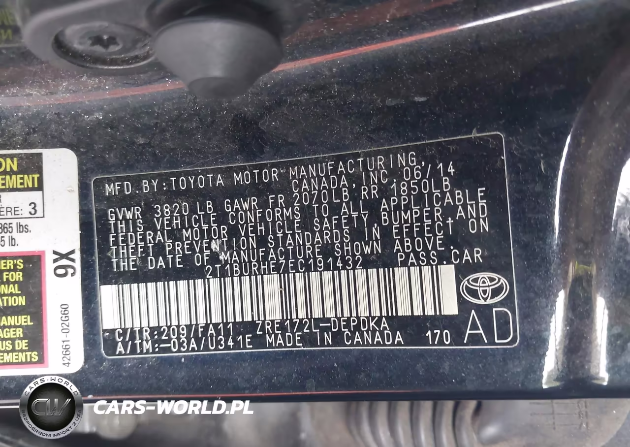 2014 Toyota Corolla L VIN:2T1BURHE7EC191432 - 9