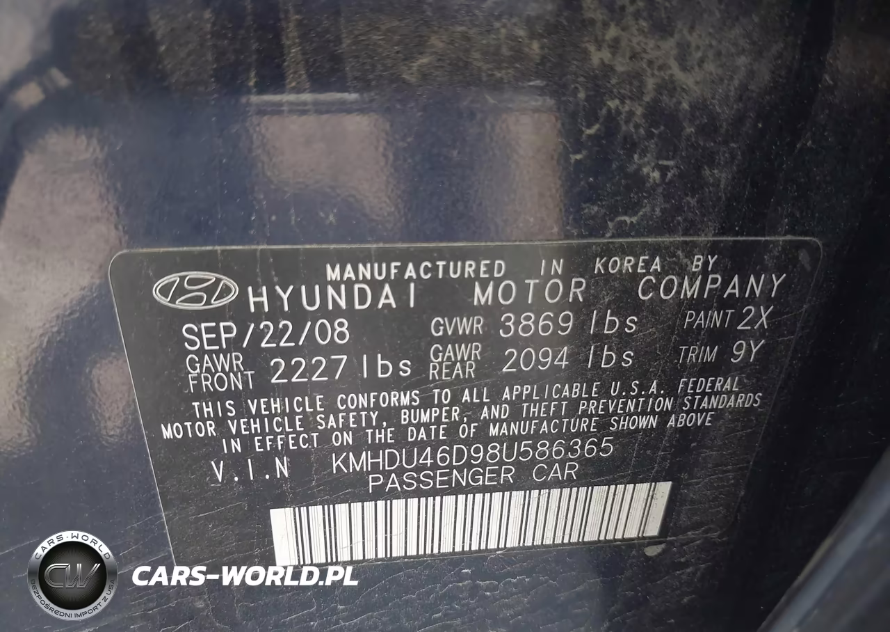 2008 Hyundai Elantra Gls-Se VIN:KMHDU46D98U586365 - 9