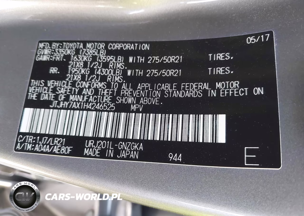 2017 Lexus Lx 570 VIN:JTJHY7AX1H4246525 - 9