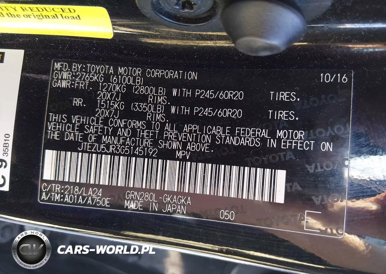 2016 Toyota 4Runner Limited VIN:JTEZU5JR3G5145192 - 9