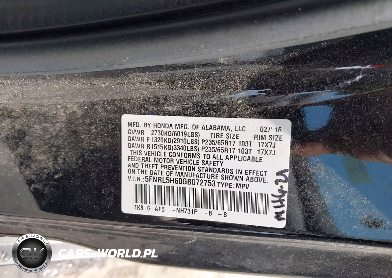 2016 Honda Odyssey Ex-L VIN:5FNRL5H60GB072753 - 9