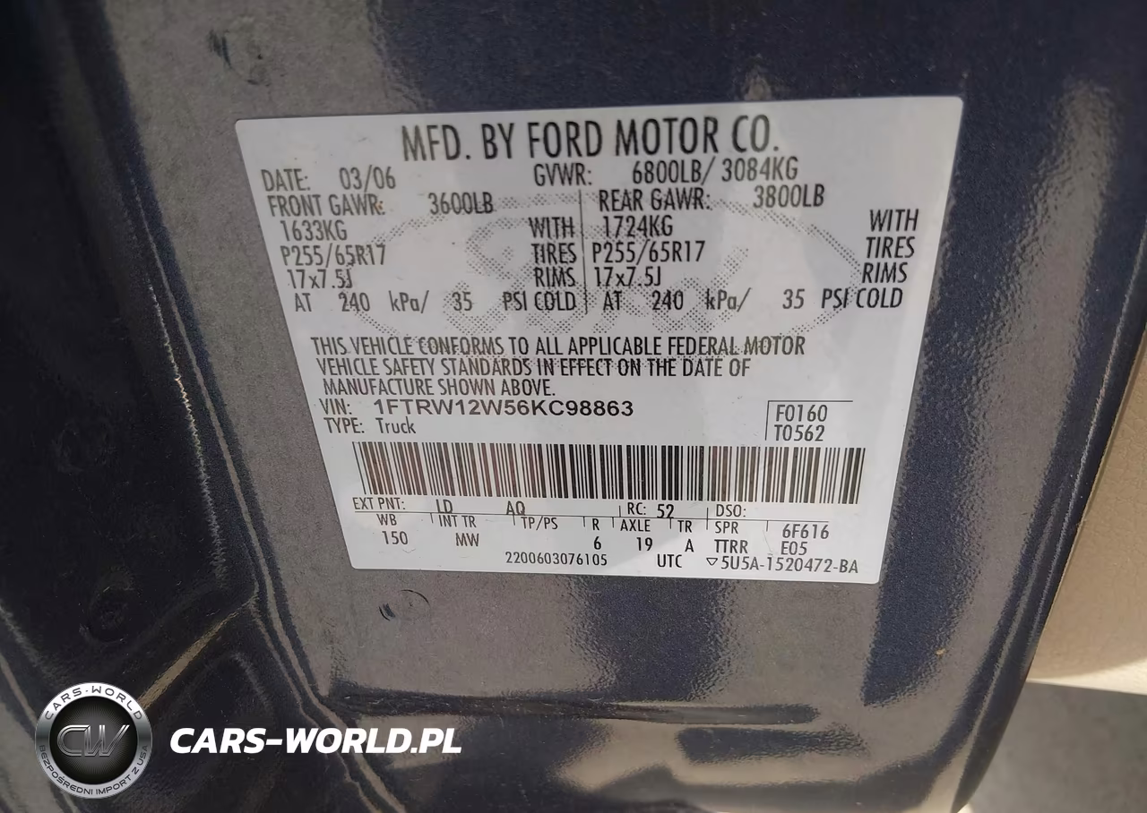 2006 Ford F-150 Xlt VIN:1FTRW12W56KC98863 - 9