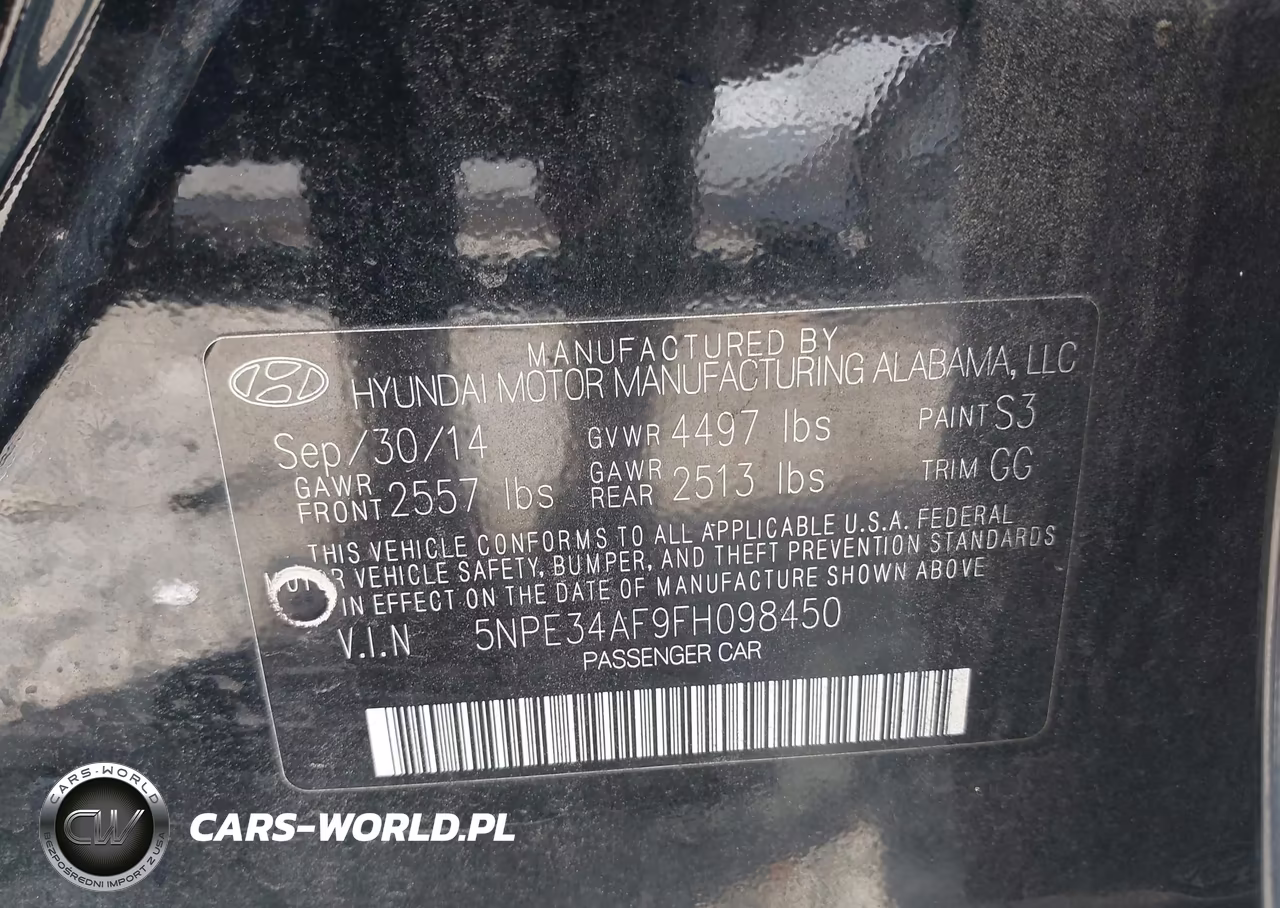 2015 Hyundai Sonata Limited VIN:5NPE34AF9FH098450 - 9
