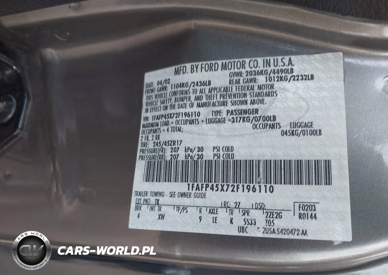 2002 Ford Mustang VIN:1FAFP45X72F196110 - 9