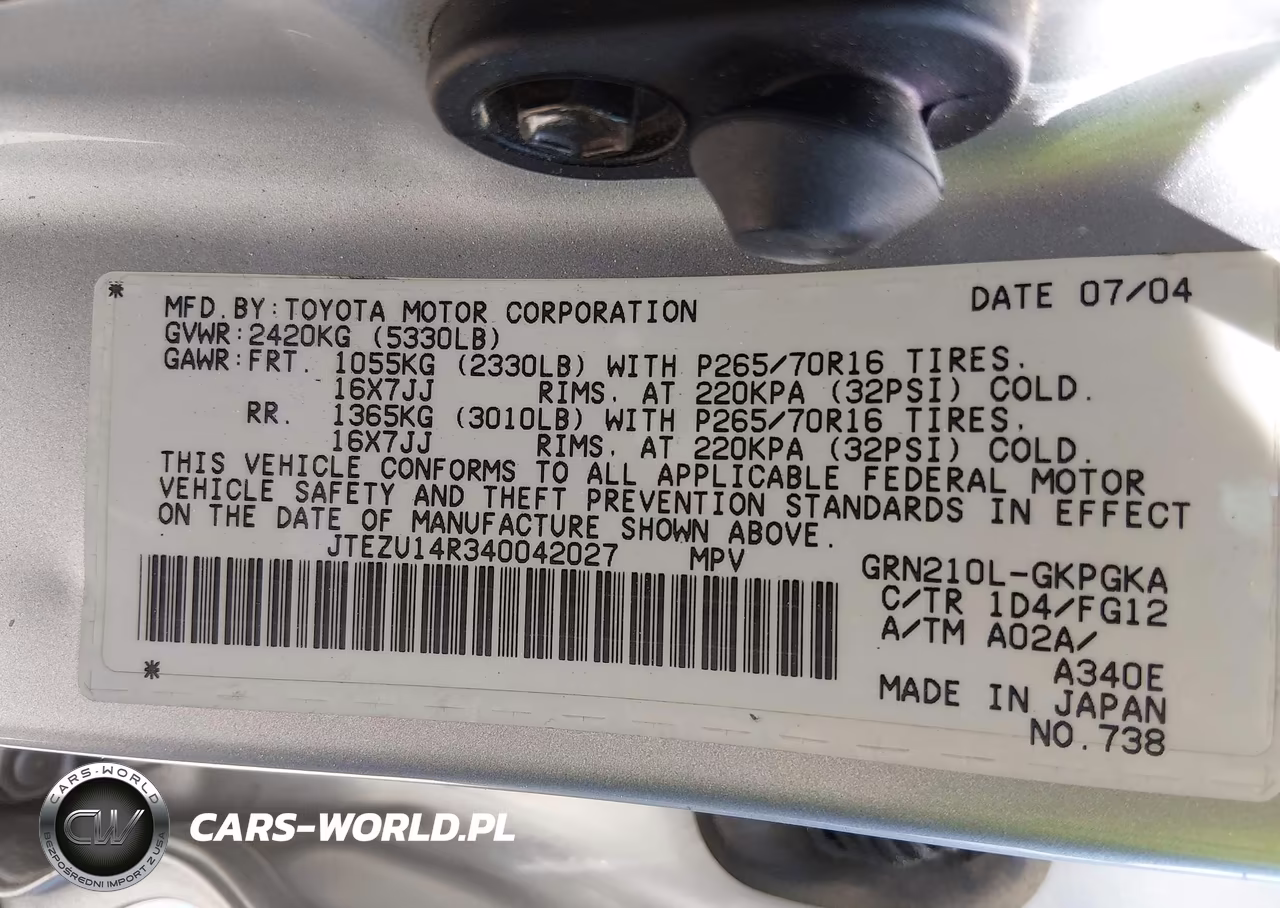 2004 Toyota 4Runner Sr5 V6 VIN:JTEZU14R340042027 - 9