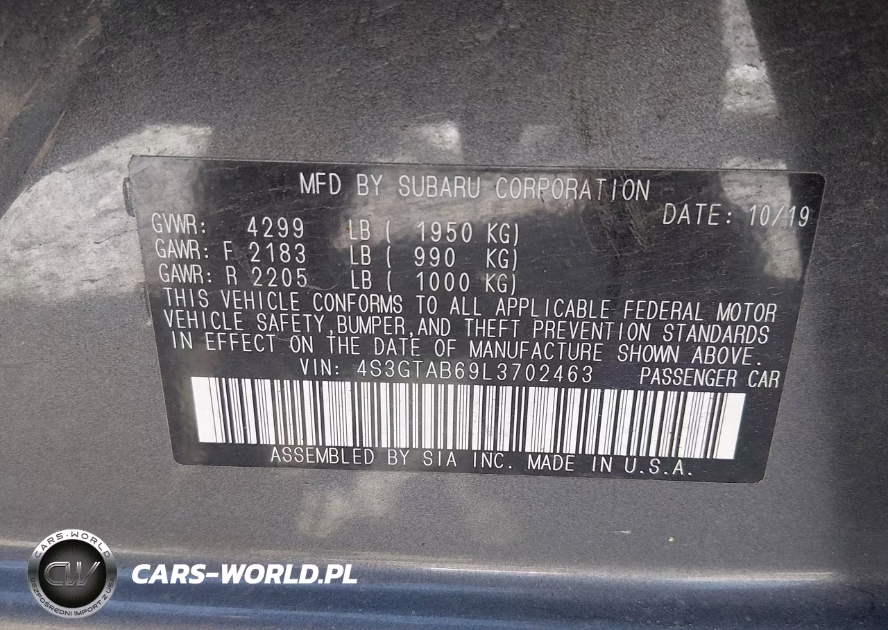 2020 Subaru Impreza 5-Door VIN:4S3GTAB69L3702463 - 9