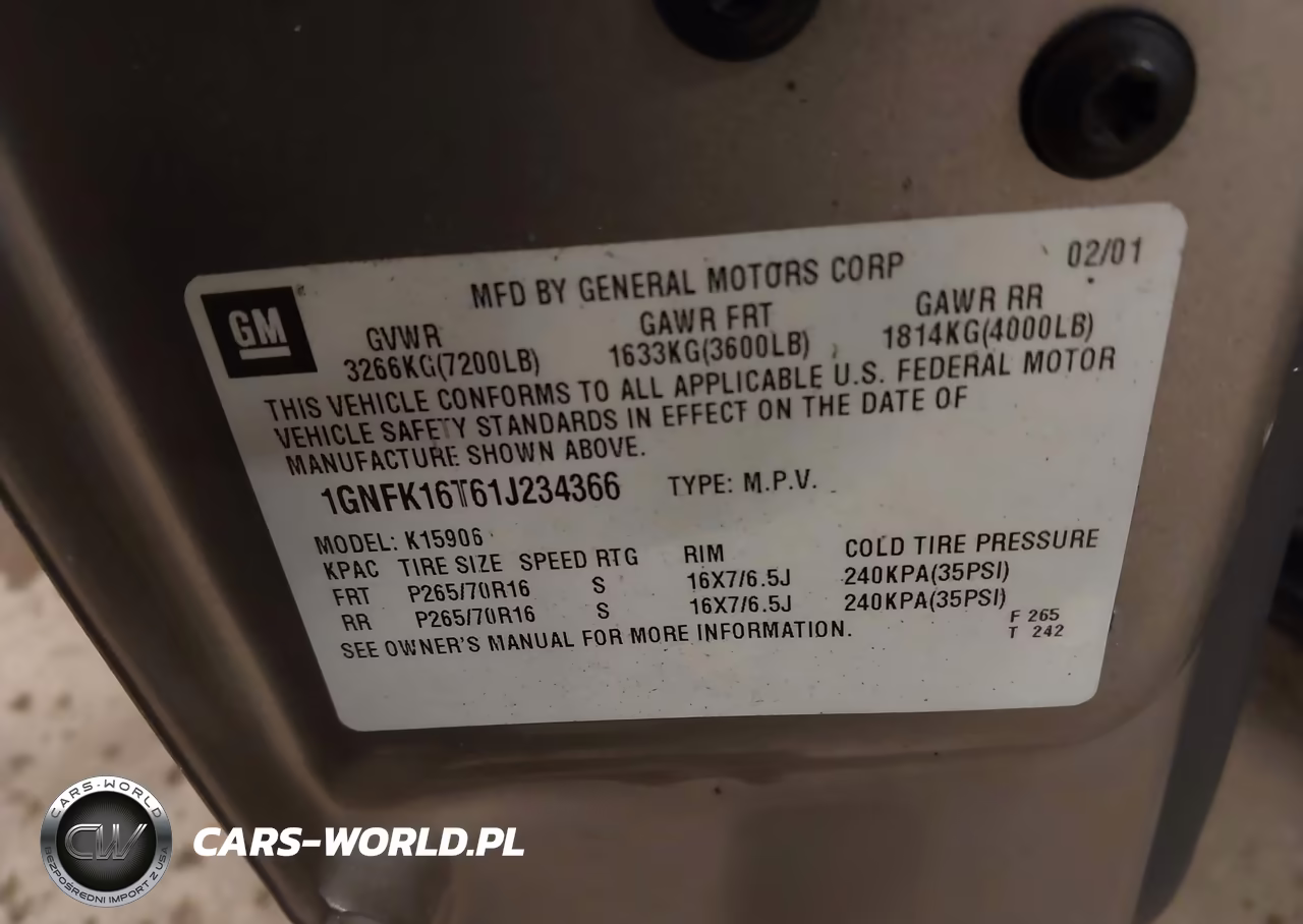 2001 Chevrolet Suburban 1500 Lt VIN:1GNFK16T61J234366 - 9