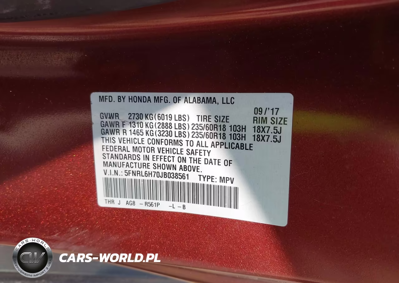2018 Honda Odyssey Ex-L VIN:5FNRL6H70JB038561 - 9