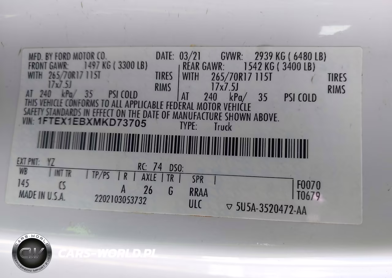 2021 Ford F-150 Xl VIN:1FTEX1EBXMKD73705 - 9