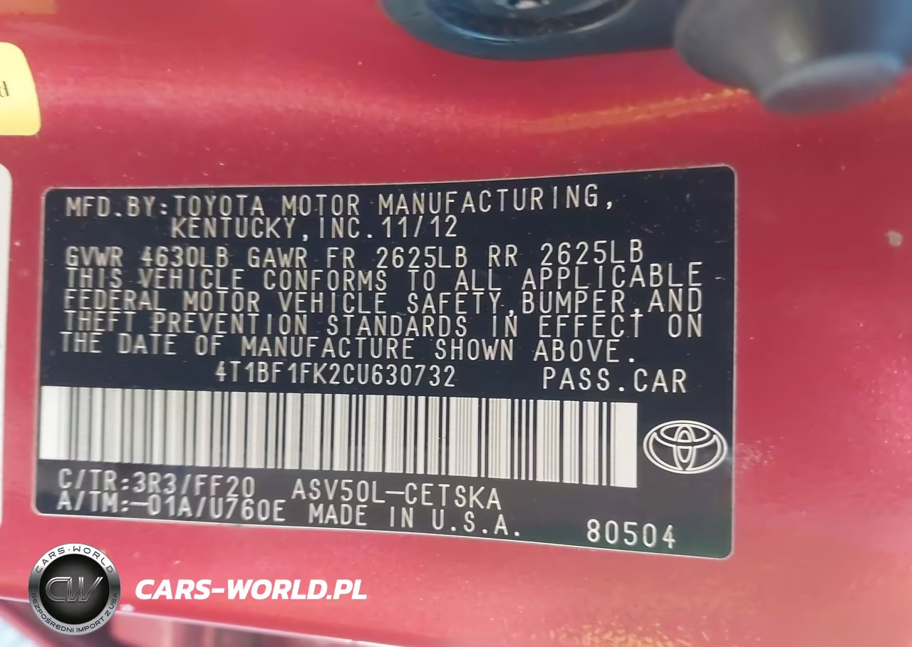 2012 Toyota Camry Se VIN:4T1BF1FK2CU630732 - 9