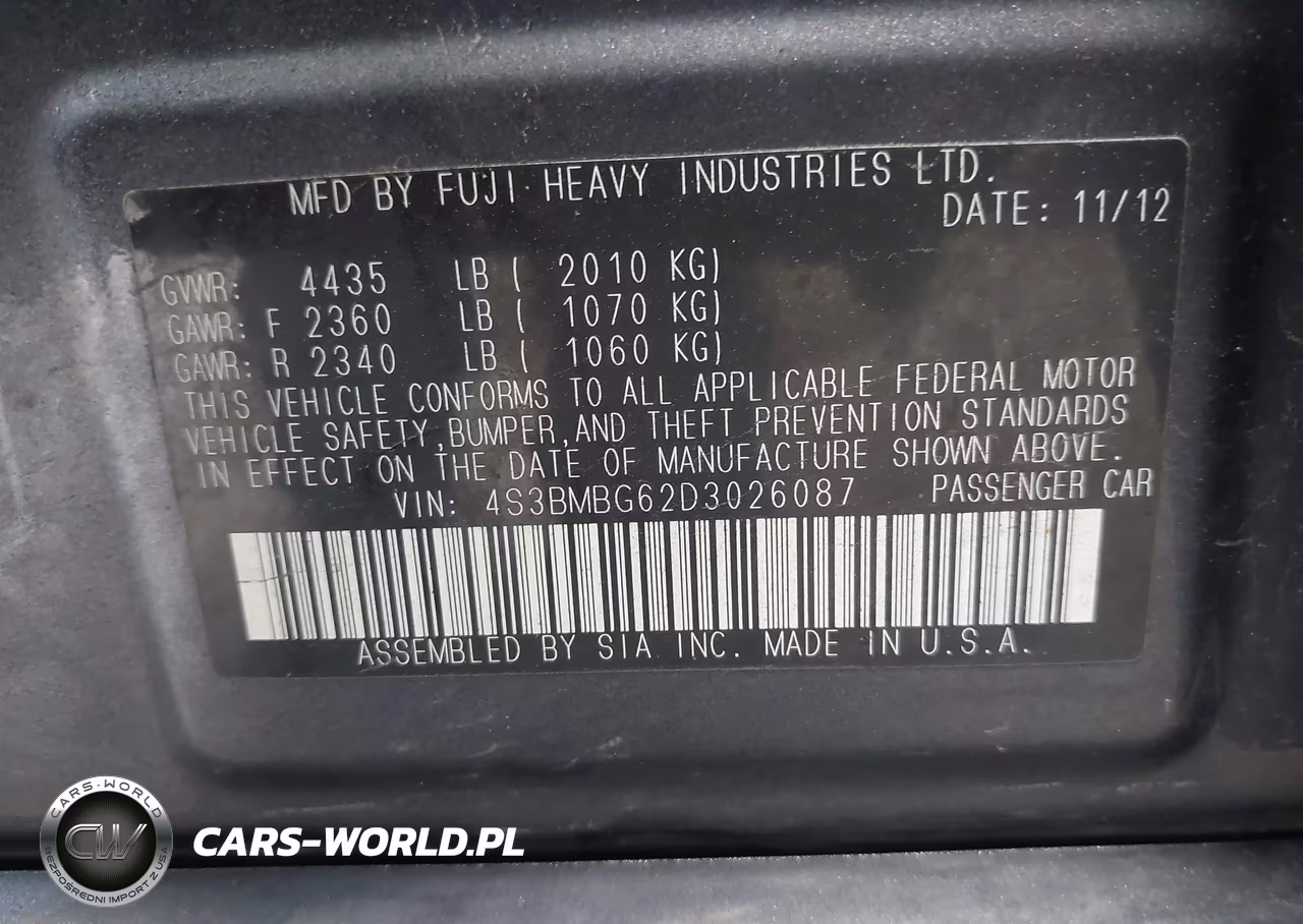 2013 Subaru Legacy 2.5I Premium VIN:4S3BMBG62D3026087 - 9