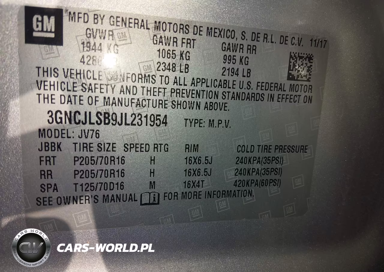2018 Chevrolet Trax Lt VIN:3GNCJLSB9JL231954 - 9