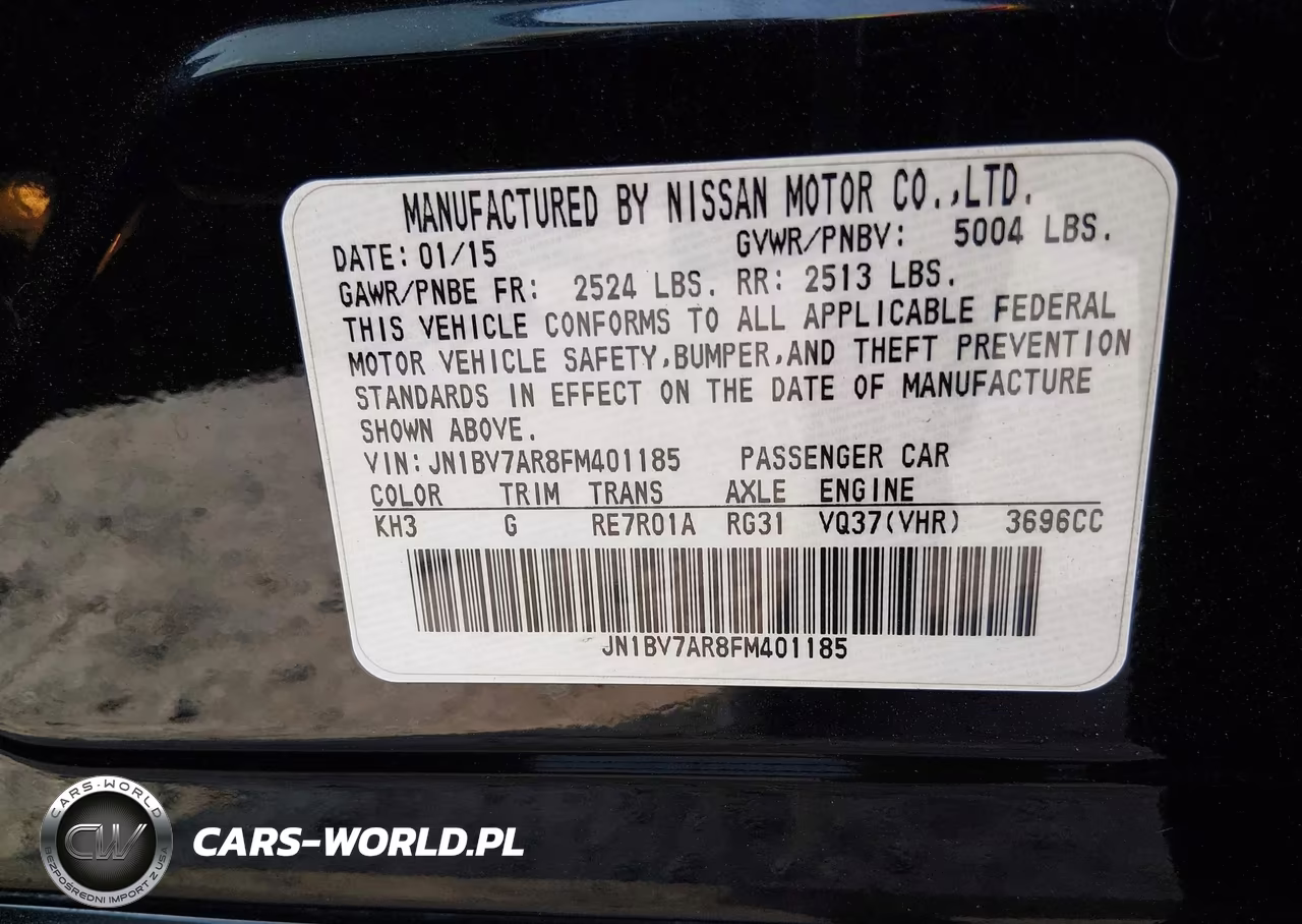 2015 Infiniti Q50 VIN:JN1BV7AR8FM401185 - 9