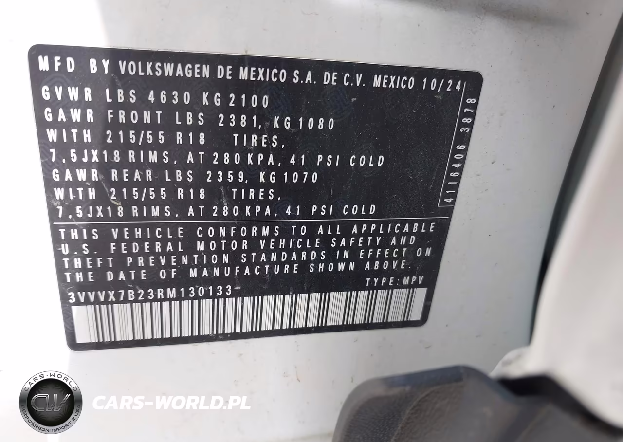 2024 Volkswagen Taos 1.5T Se VIN:3VVVX7B23RM130133 - 9